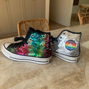 Converse Unisex Chuck Taylor Allstar 70 High tops 2 Way Sequin Rainbow Sneakers